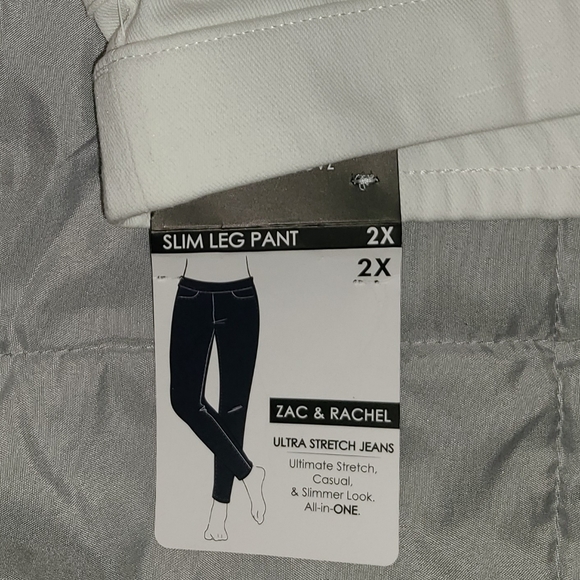 Zac & Rachel Womens 2X White Stretch Pants - Picture 10 of 10